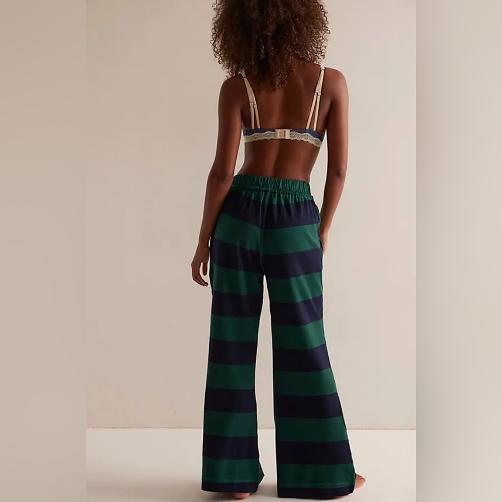 NWT FREE PEOPLE You Wish Flare Pants - Navy/Green Combo - Picture 3 of 6